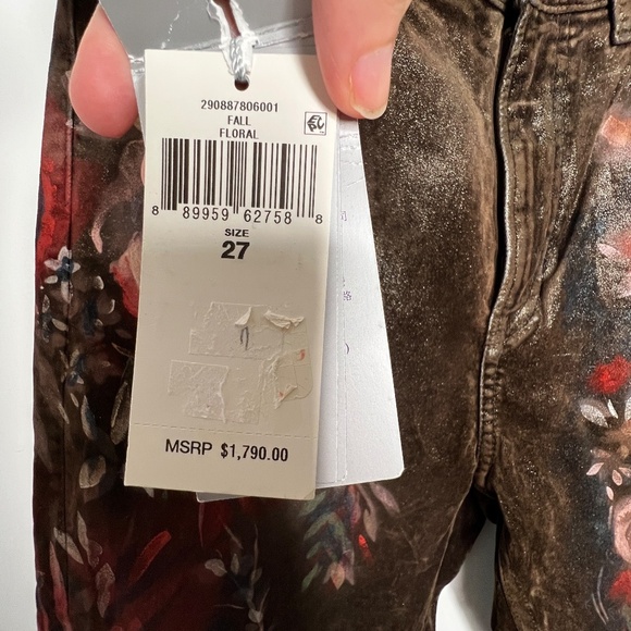 NEW Ralph Lauren Purple Kaida Metallic Bootcut Jeans In Lustrous Floral Size 27 - Picture 12 of 13